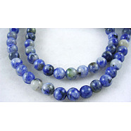 Gemstone Beads, Natural Blue Spot Jasper, Round, Cornflower Blue, 4mm, Hole: 0.8mm, about 87pcs/strand, 15 inch(GSR4mmC036)